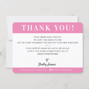 BUSINESS THANK YOU professional modern candy pink Card