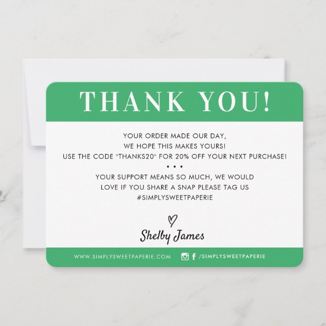 BUSINESS THANK YOU professional modern kelly green (Front)