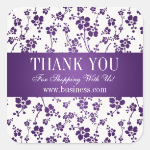 Business Thank You Salon Floral Purple Square Sticker