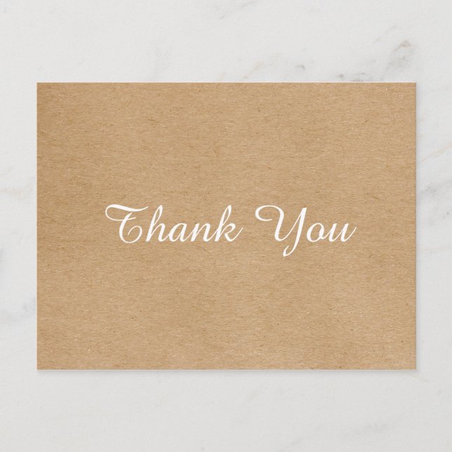 Business Thank You Simple Rustic Kraft Postcard (Front)