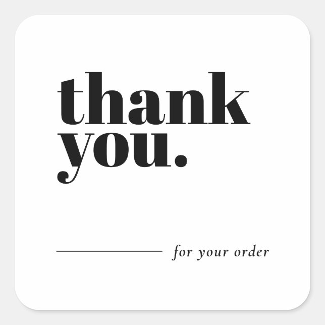 Business Thank You Sticker Black and White (Front)