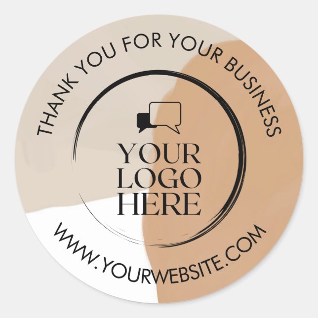 Business Thank You Stickers Custom Logo Beige (Front)
