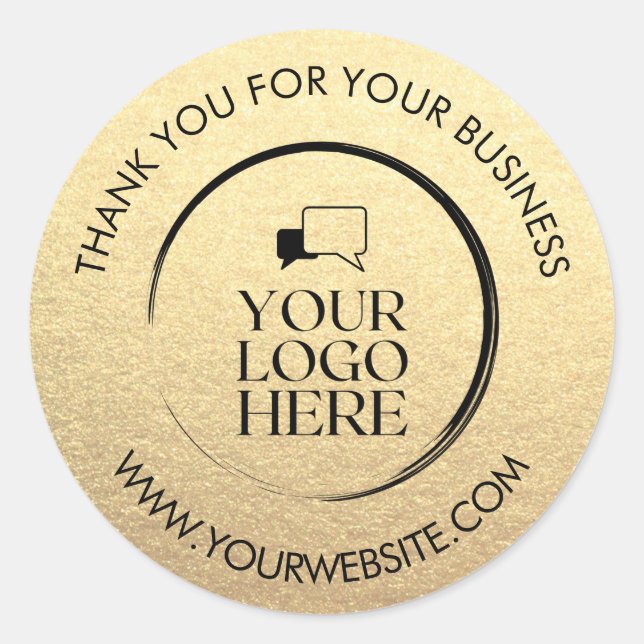 Business Thank You Stickers Custom Logo Gold (Front)