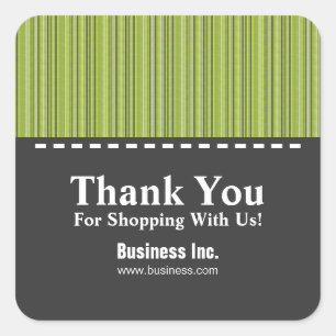 Business Thank You Stylish Lines Green Square Sticker