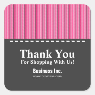 Business Thank You Stylish Lines Pink Square Sticker