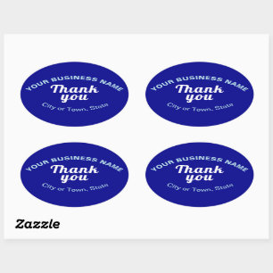 Business Thank You Texts on Blue Oval Sticker