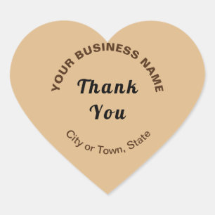 Business Thank You Texts on Light Brown Heart Sticker