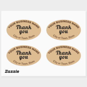 Business Thank You Texts on Light Brown Oval Sticker