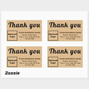 Business Thank You Texts on Light Brown Rectangular Sticker