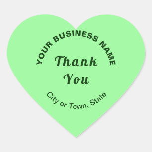 Business Thank You Texts on Light Green Heart Sticker