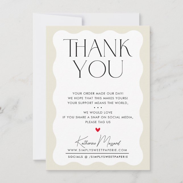 BUSINESS THANK YOU trendy elegant serif ivory  (Front)