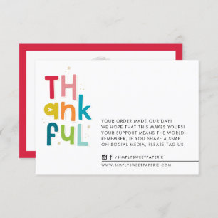 BUSINESS THANKFUL bold bright fun typography Thank You Card