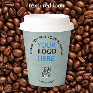 Business Thanks Texture Look Phone Logo QR Code Paper Cups