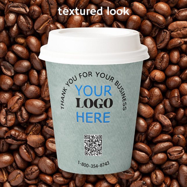 Business Thanks Texture Look Phone Logo QR Code Paper Cups (Creator Uploaded)