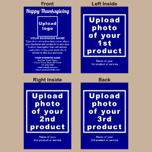 Business Thanksgiving Blue Folded Holiday Card