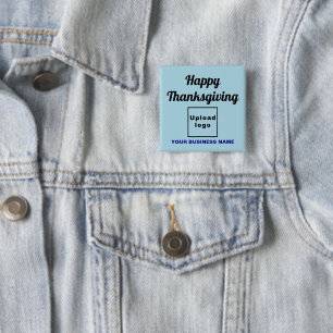 Business Thanksgiving Greeting, Light Blue Square 15 Cm Square Badge