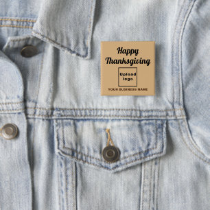 Business Thanksgiving Greeting, Light Brown Square 15 Cm Square Badge