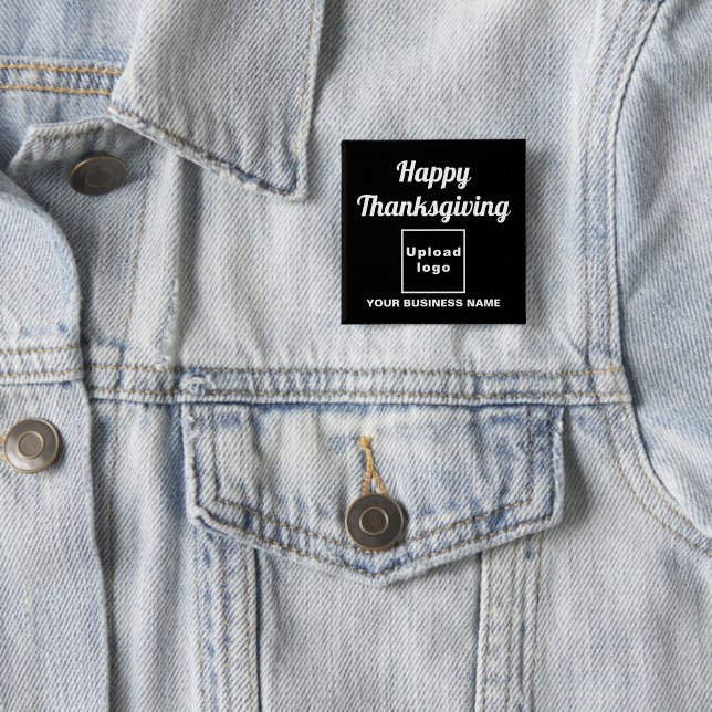 Business Thanksgiving Greeting on Black Square 15 Cm Square Badge (In Situ)