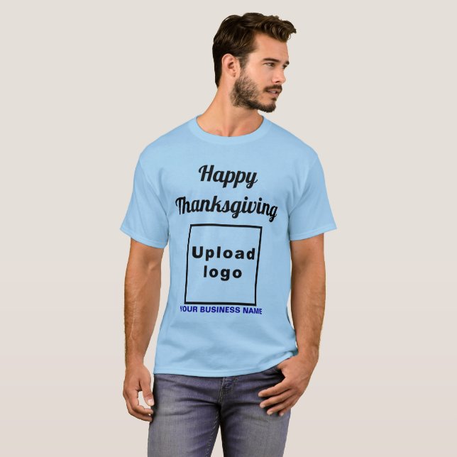 Business Thanksgiving Greeting on Light Blue T-Shirt (Front Full)