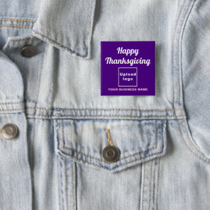Business Thanksgiving Greeting on Purple Square 15 Cm Square Badge
