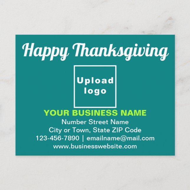 Business Thanksgiving Greeting on Teal Green Postcard (Front)