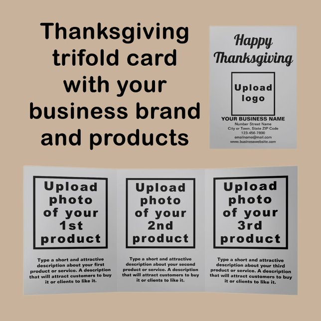 Business Thanksgiving Grey Trifold Card (Creator Uploaded)