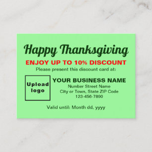 Business Thanksgiving Light Green Discount Card