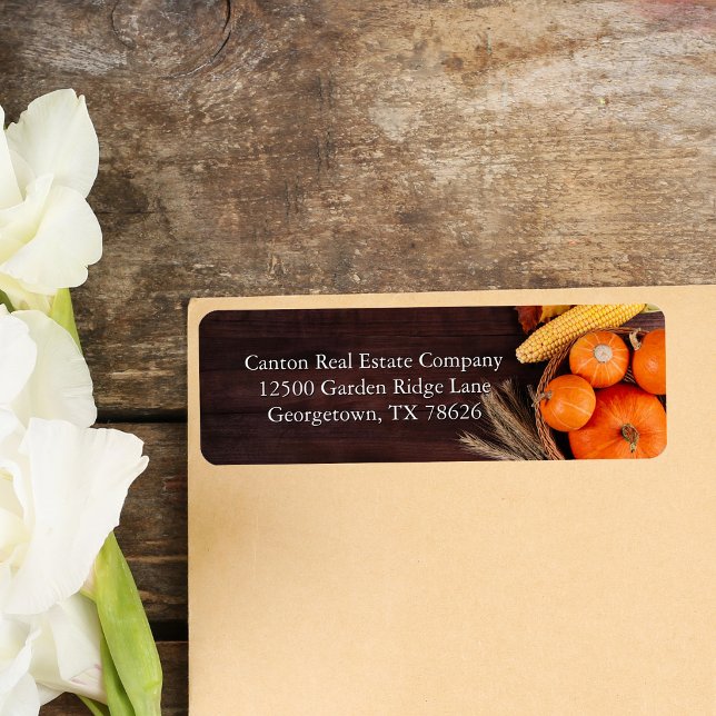 Business Thanksgiving Pumpkins Return Address Label (Creator Uploaded)