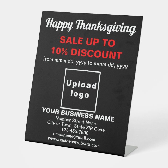 Business Thanksgiving Sale on Black Pedestal Sign (Front)