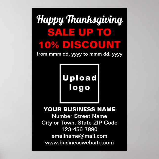 Business Thanksgiving Sale on Black Poster (Front)
