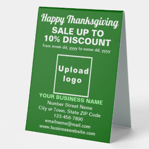 Business Thanksgiving Sale on Green Table Sign