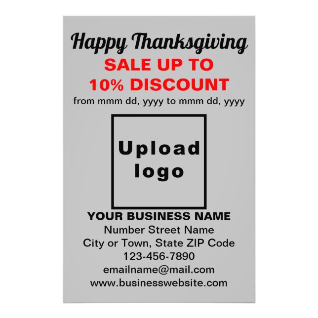 Business Thanksgiving Sale on Grey Photo Paper Print (Front)