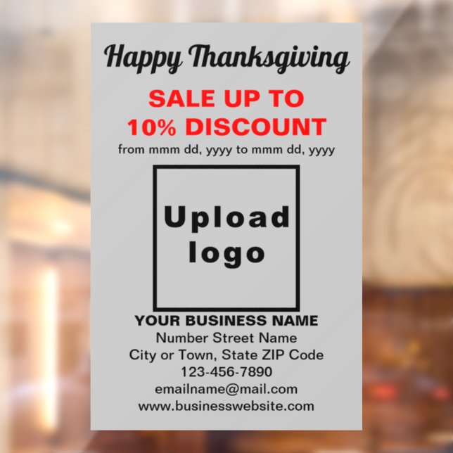 Business Thanksgiving Sale on Grey Window Cling (Sheet 2)