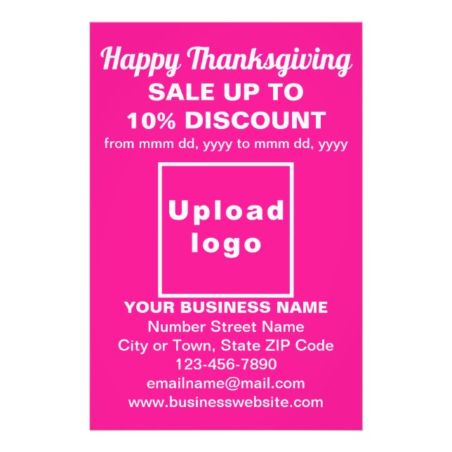 Business Thanksgiving Sale on Pink Photo Paper (Front)
