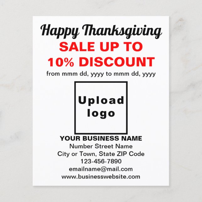 Business Thanksgiving Sale on White Flyer (Front)