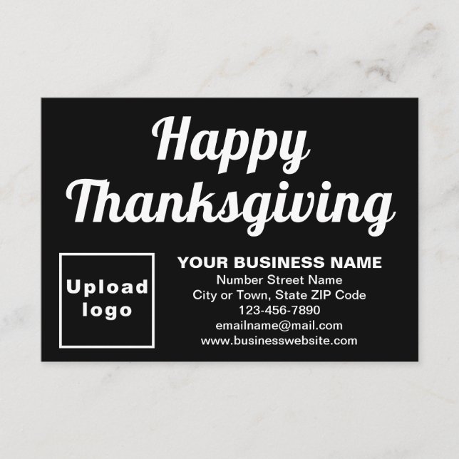 Business Thanksgiving Small Black Flat Card (Front)