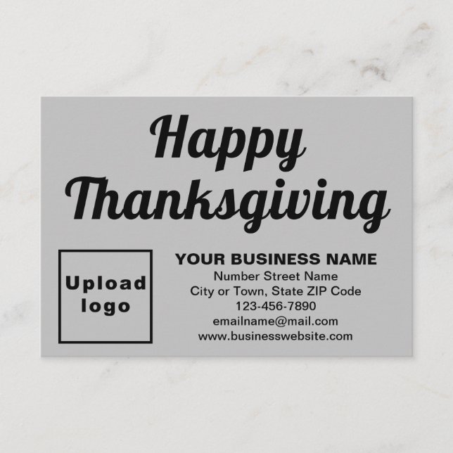Business Thanksgiving Small Grey Flat Card (Front)