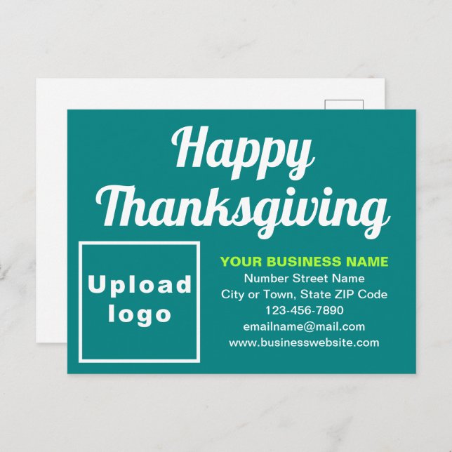 Business Thanksgiving Teal Green Holiday Postcard (Front/Back)