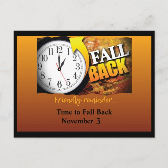 Business Time Change Advertising Clock Fall Colour Postcard (Front)