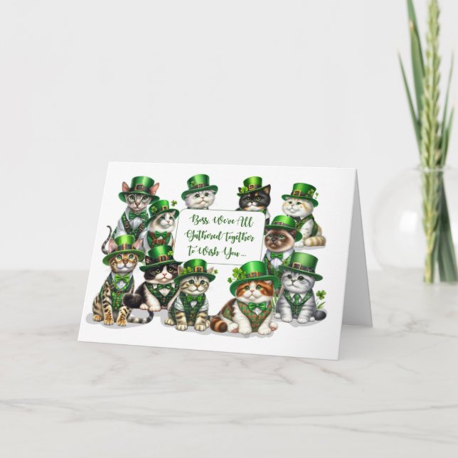 Business to Boss St Patricks Day From Group Cats Card (Front)
