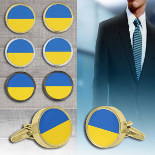 Business Ukraine & Ukrainian Flag fashion / sports Gold Finish Cufflinks