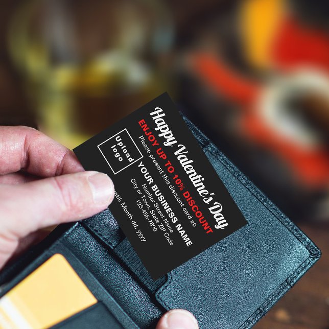 Business Valentine Black Discount Card (Attract more customers this Valentine's Day. Business Valentine black discount card.)