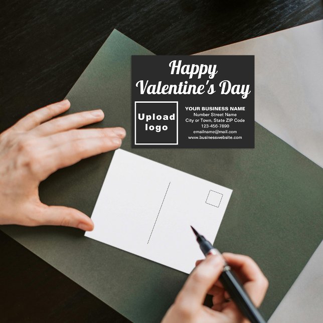 Business Valentine Black Holiday Postcard (Business Valentine black holiday postcard to advertise your business this Valentine's Day.)