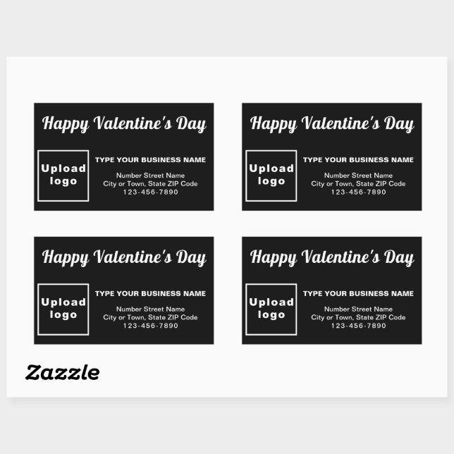 Business Valentine Greeting on Black Rectangular Sticker (Sheet)