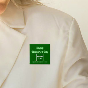 Business Valentine Greeting on Green Square Button