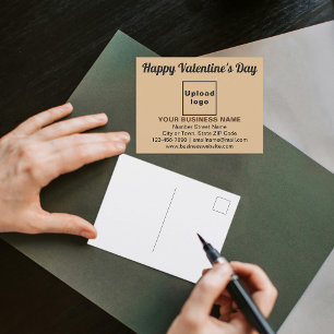Business Valentine Greeting on Light Brown Postcard