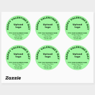 Business Valentine Greeting on Light Green Classic Round Sticker