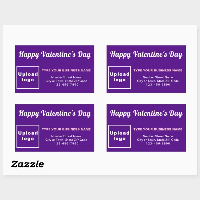Business Valentine Greeting on Purple Rectangular Sticker (Sheet)