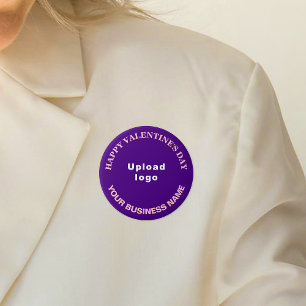 Business Valentine Greeting on Purple Round Button