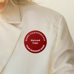 Business Valentine Greeting on Red Round Button